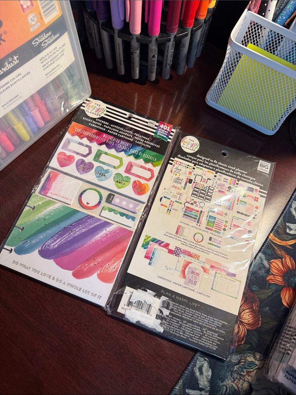 Happy Planner Watercolor Brights Stickers, Sticky notes & cardstock NEW